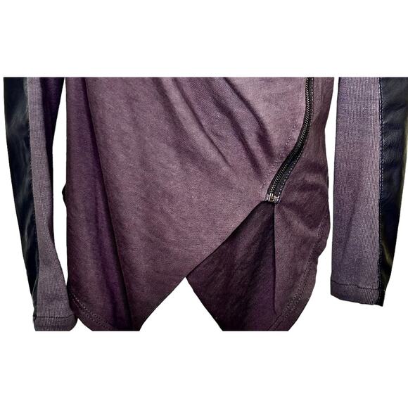 Blank NYC Gray Mixed Media Asymmetrical Zippered Moto Jacket Women's Medium - Picture 4 of 11